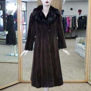 Sheared Mink Fur Coat with Sable Collar